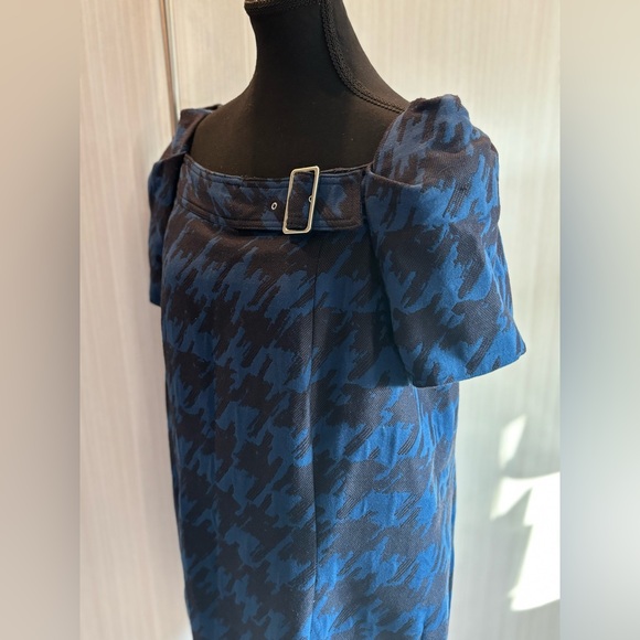 Marc‎ by Marc Jacobs Blue Houndstooth Womens Dress with Silver Buckle S Size L - Picture 17 of 17